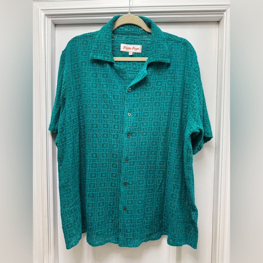 Vintage Men’s Button Down.   Gorgeous teal XL Perte D’Ego brand.
